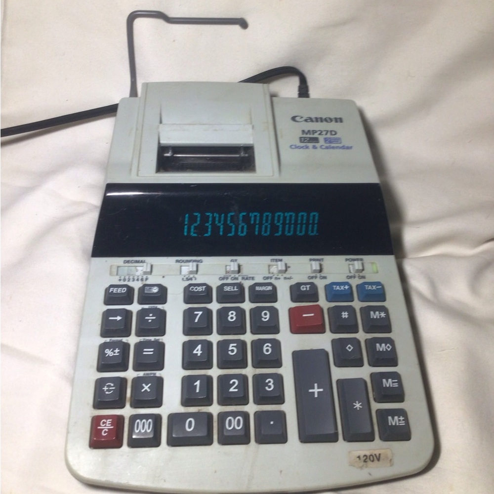 CANON MP27D 12-digit 2 color Clock and Printing Calculator Adding Machine